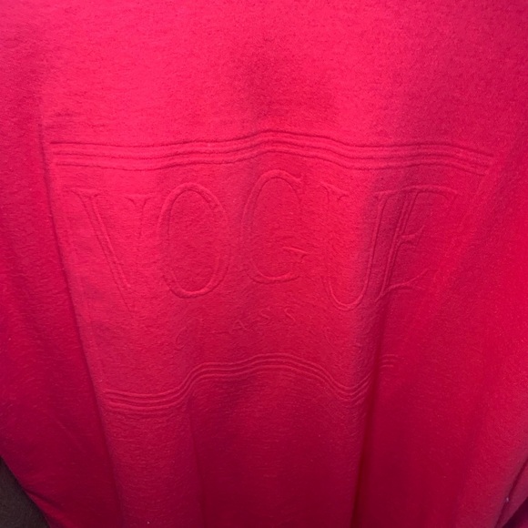 Vintage Vogue Red Cotton Long Sleeve Shirt Stamped Logo One Size Fits All - Picture 7 of 8